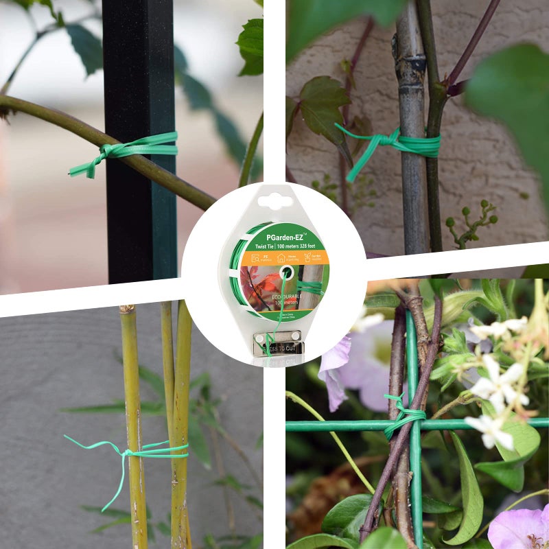 PGarden-EZ Twist Ties - 328ft Plant Ties PE-Coated Garden Ties with Cutter for Gardening Tomatoes Vines and Office Home Cable Organizing (1Reel/Green)â€¦ - Image 3